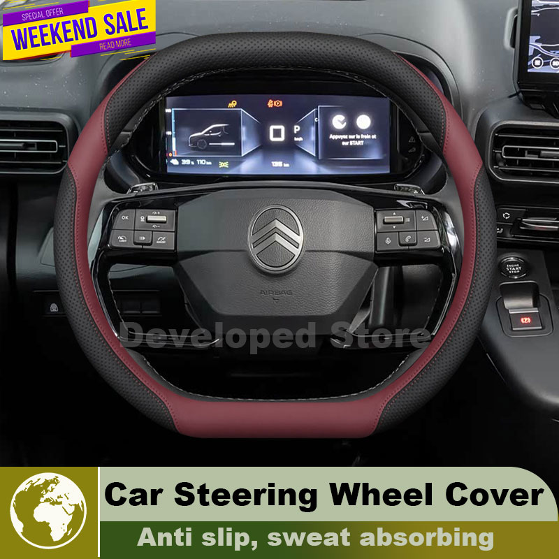 Car Steering Wheel Cover Anti Slip Breathable - Capa de Volante de Couro para